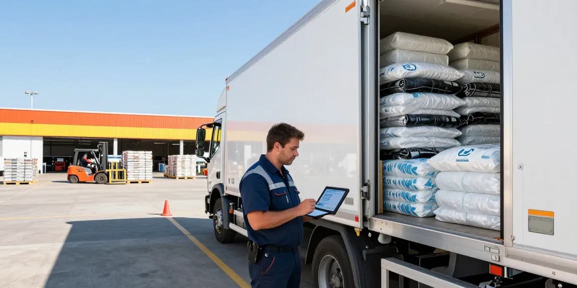 Frigo Transport Dortmund: OCARGO-Mitarbeiter überprüft temperaturempfindliche Waren in modernem Kühltransporter.