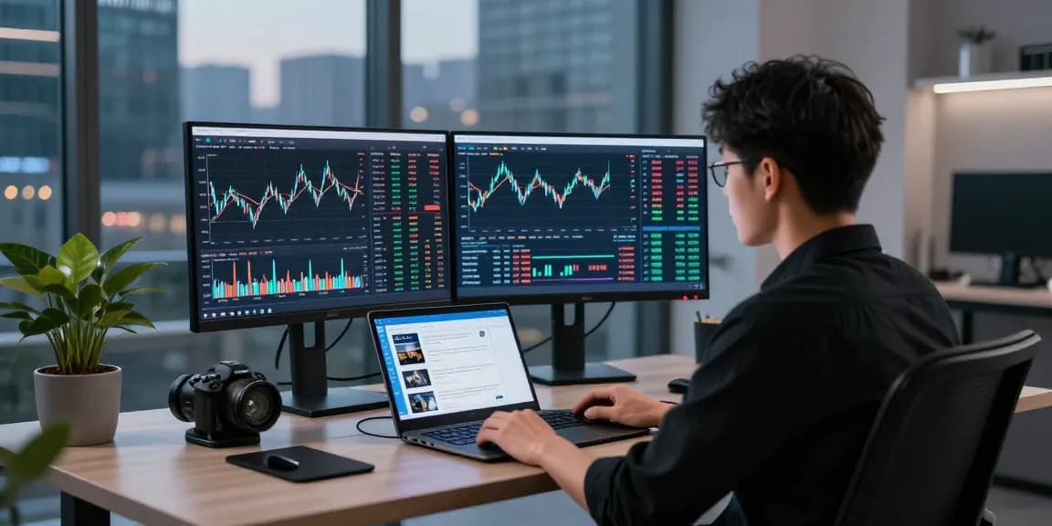 AICoin实时数据分析的现代金融交易工作空间场景