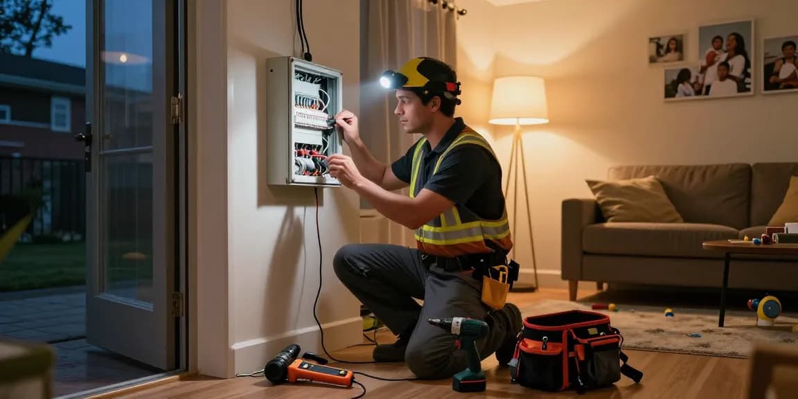 Birmingham 24 hour electrician troubleshooting electrical panel in a residential emergency setting.